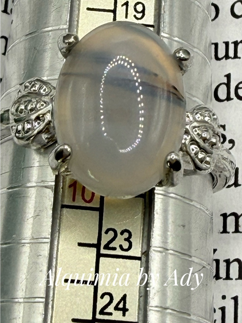 Silver Ring with Gray agate Stone